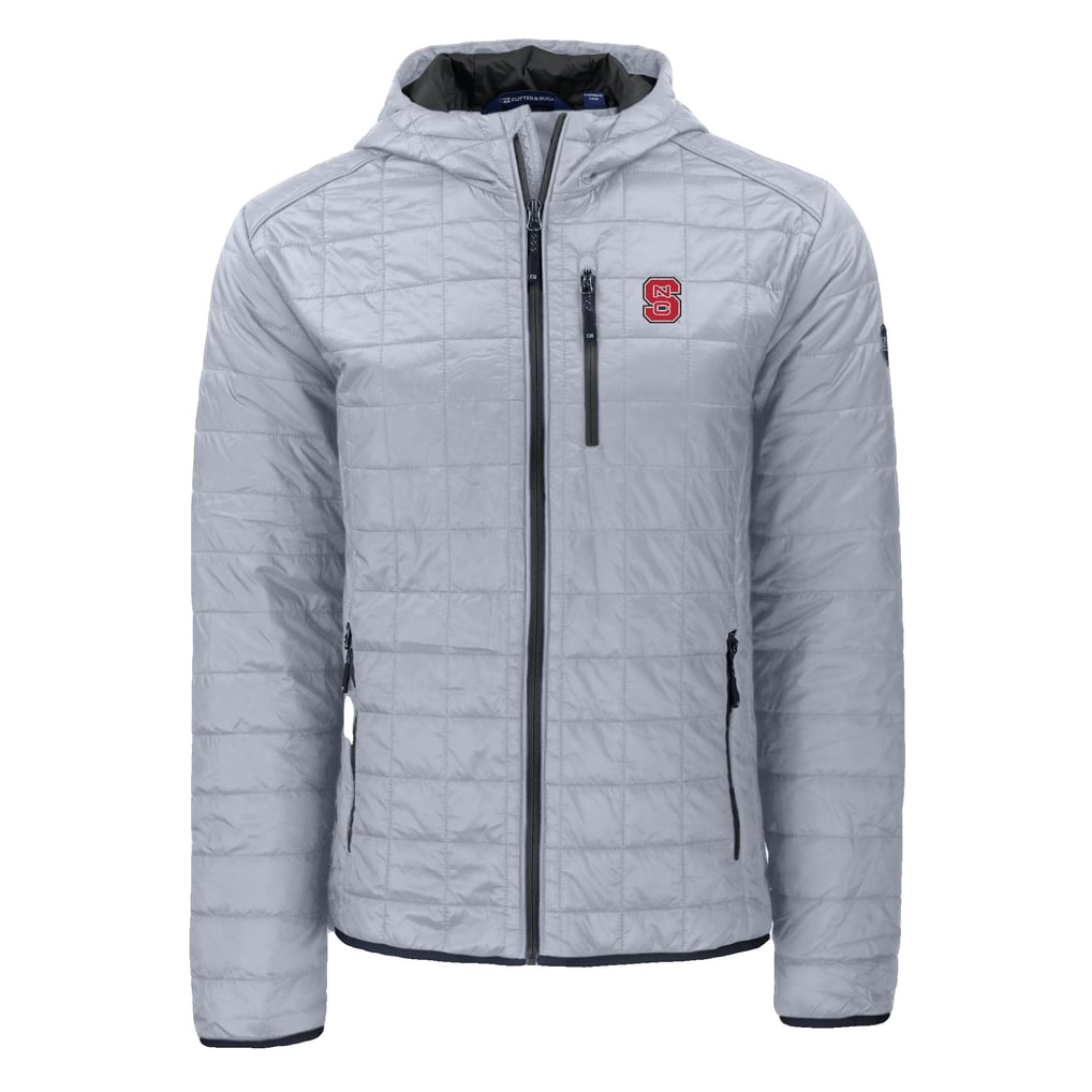  NC State Wolfpack Cutter & Buck Rainier Eco PrimaLoft Hooded Full-Zip Jacket - Gray